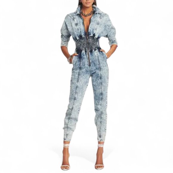 Retrofete Denim Jumpsuit - Picture 2 of 16
